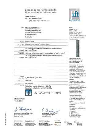 MHM sound insulation test reports EN