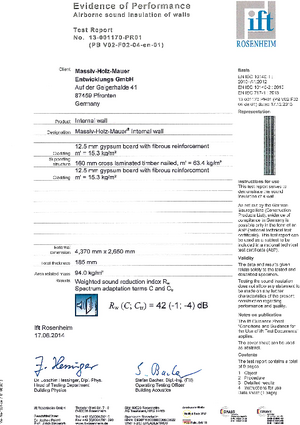 MHM sound insulation test reports EN