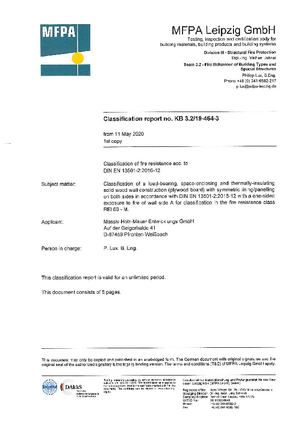 Classification report fire protection MHM REI60